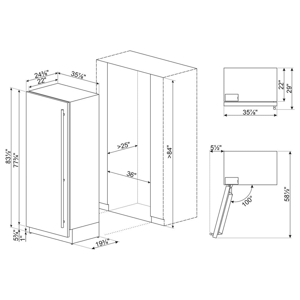 SMEG 20.1 Cu. Ft. Built-In Left Hinge Freezer in Stainless Steel, , large