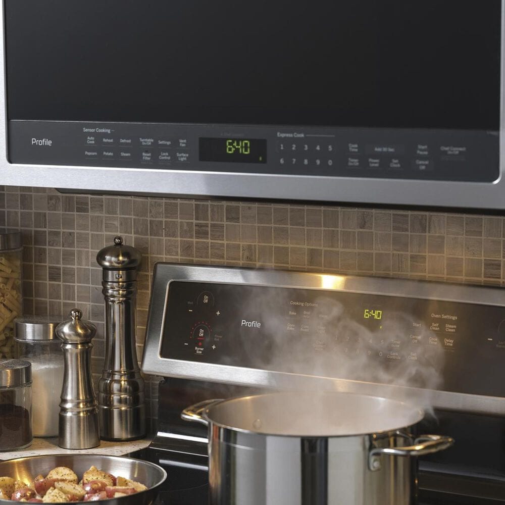 GE Profile 2.1 Cu. Ft. Over the Range Microwave with Sensor in Stainless Steel, , large