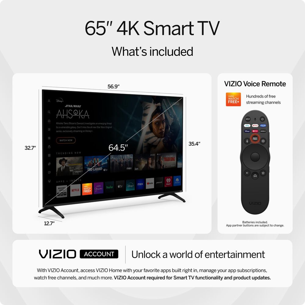 VIZIO 65 4K HDR Smart TV w/ 2.1 Soundbar, , large