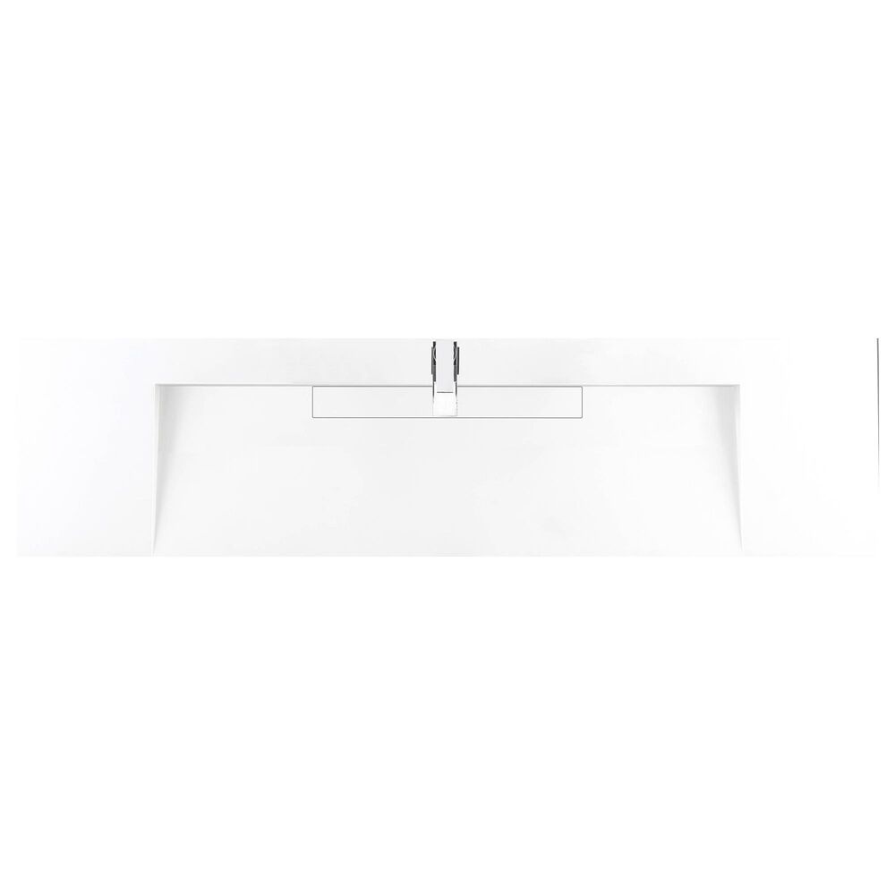James Martin Vanities Linear 72&quot; Single Bathroom Vanity in Mid Century Walnut with 10 cm Glossy White Solid Surface Top and Rectangular Sink, , large
