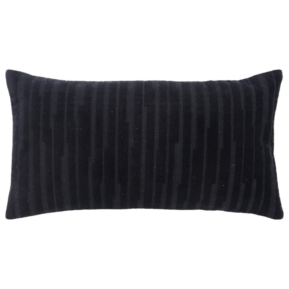 Rizzy Home 14" x 26" Striped Down Filled Lumbar Pillow in Black, , large