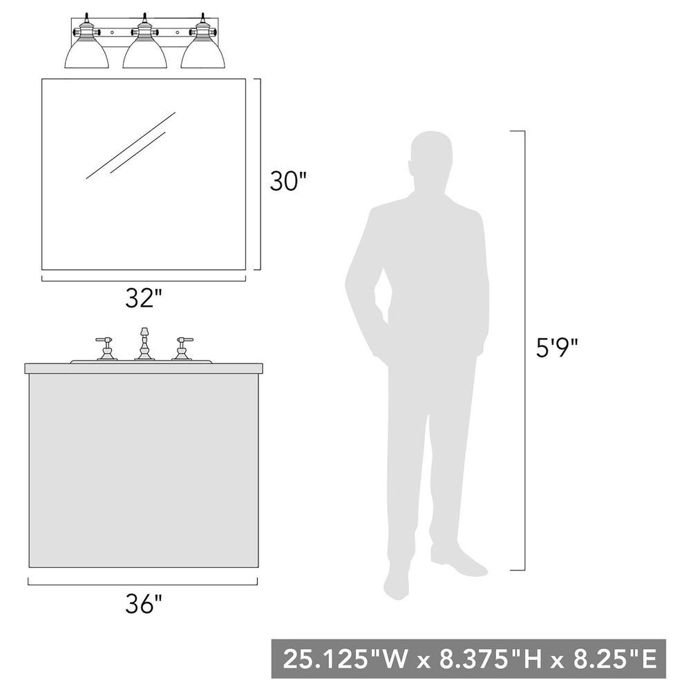 Golden Lighting Hines 3-Light Bath Vanity with Seeded Glass in Pewter, , large