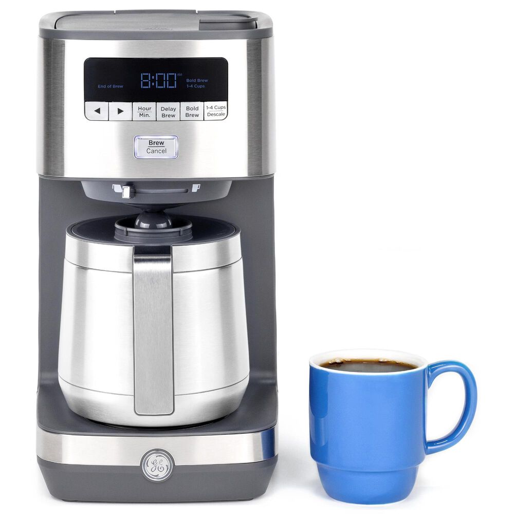 GE Appliances 10-Cup Drip Coffee Maker with Thermal Carafe in Stainless Steel, , large