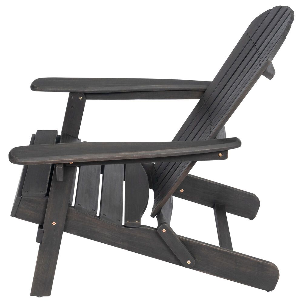 Hearth and Haven Malibu Outdoor Folding Adirondack Chair with Slatted Seating in Dark Gray, , large