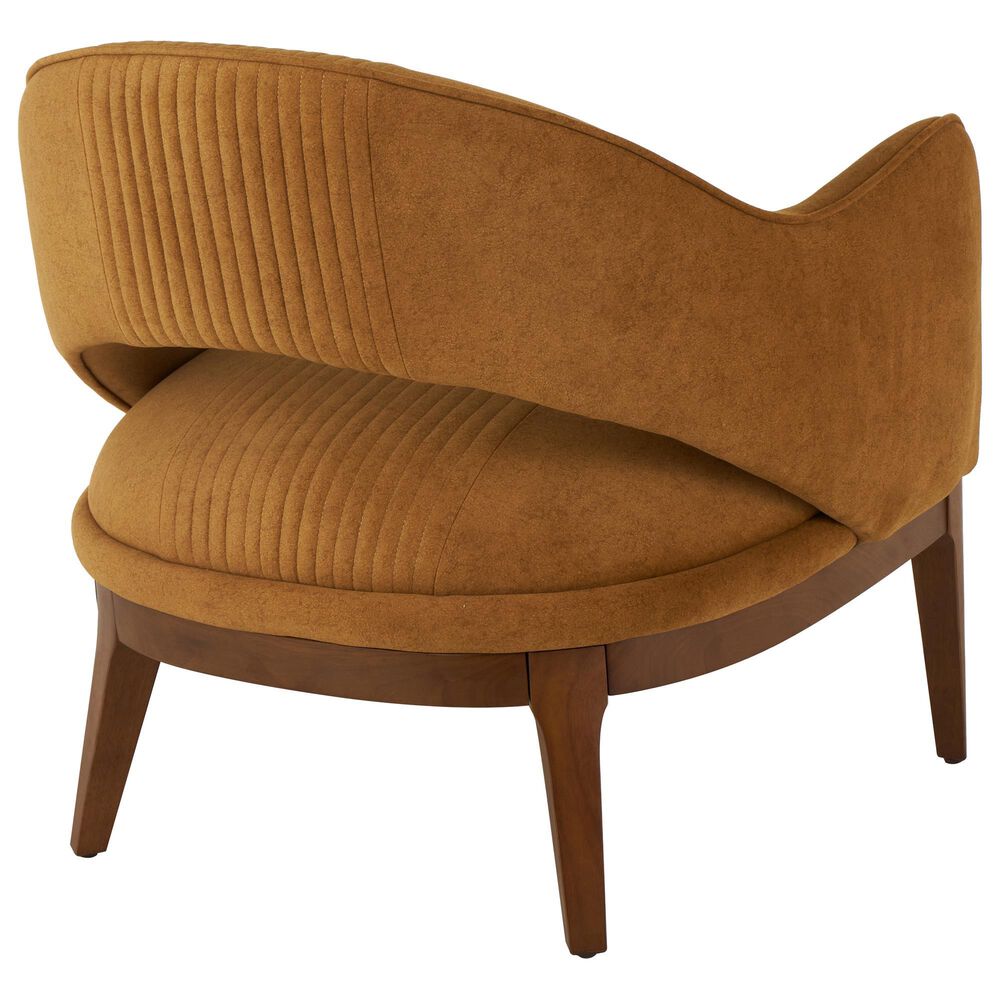 Maple and Jade Curved Back Accent Chair with Linear Pattern in Brown, , large