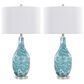 LumiSource Rocca Glass Table Lamp in Sapphire Blue, White, Brushed Nickel and Clear (Set of 2), , large