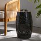 Hearth and Haven Ruby Outdoor Barrel End Table with Lace-Cut Design in Black, , large