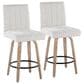 LumiSource Hank Swivel Counter Stool with Light Grey Fabric Upholstery in Whitewashed and Black (Set of 2), , large