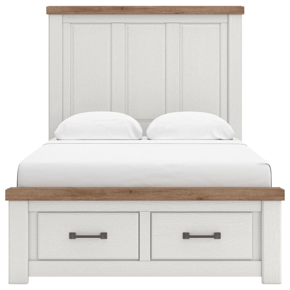 Ashley Savonport Full Storage Bed with Dresser and Nightstand in White and Brown, , large