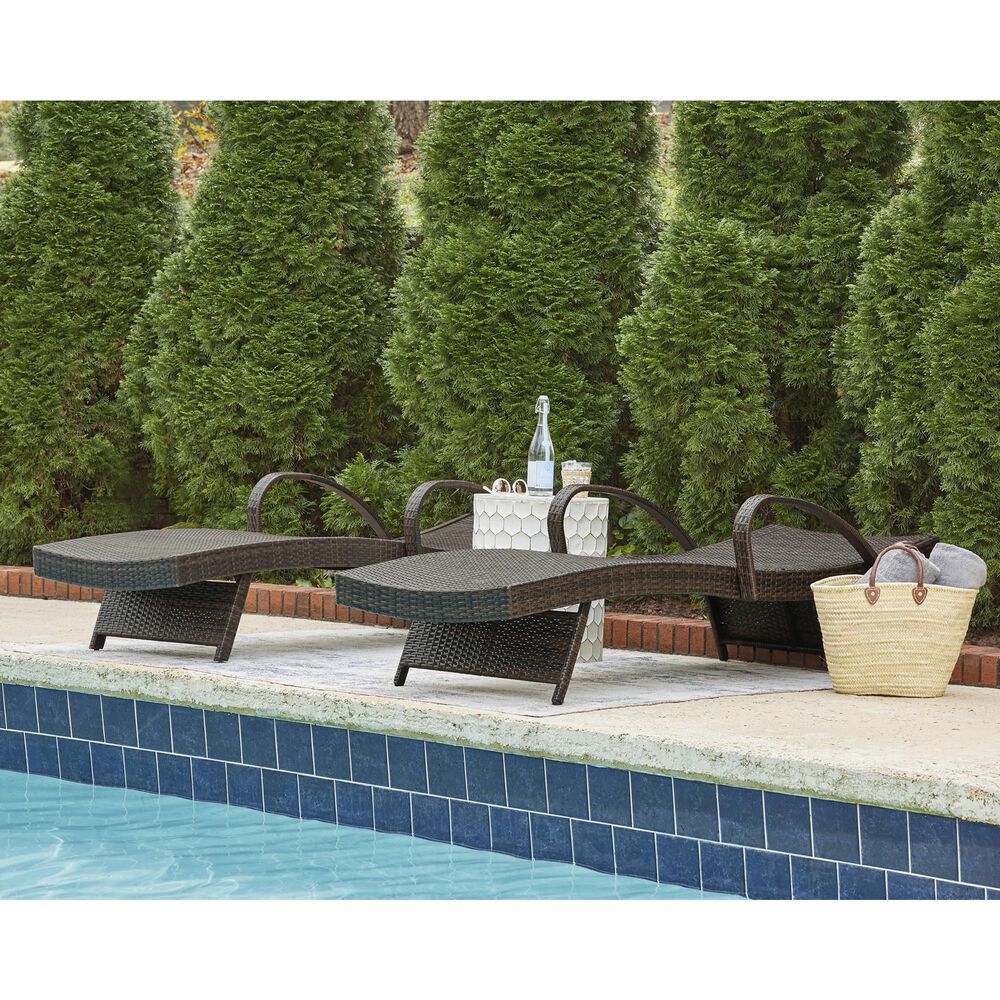 Ashley Kantana Patio Chaise Lounge in Brown &#40;Set of 2&#41;, , large