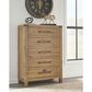 Millenium Ridgester California King Panel Bed with Dresser, Chest and Two Nightstands in Light Brown with USB Ports, , large