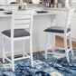 Linon Home Decor Flynn 22" Counter Stool with Charcoal Grey Cushion in White (Set of 2), , large