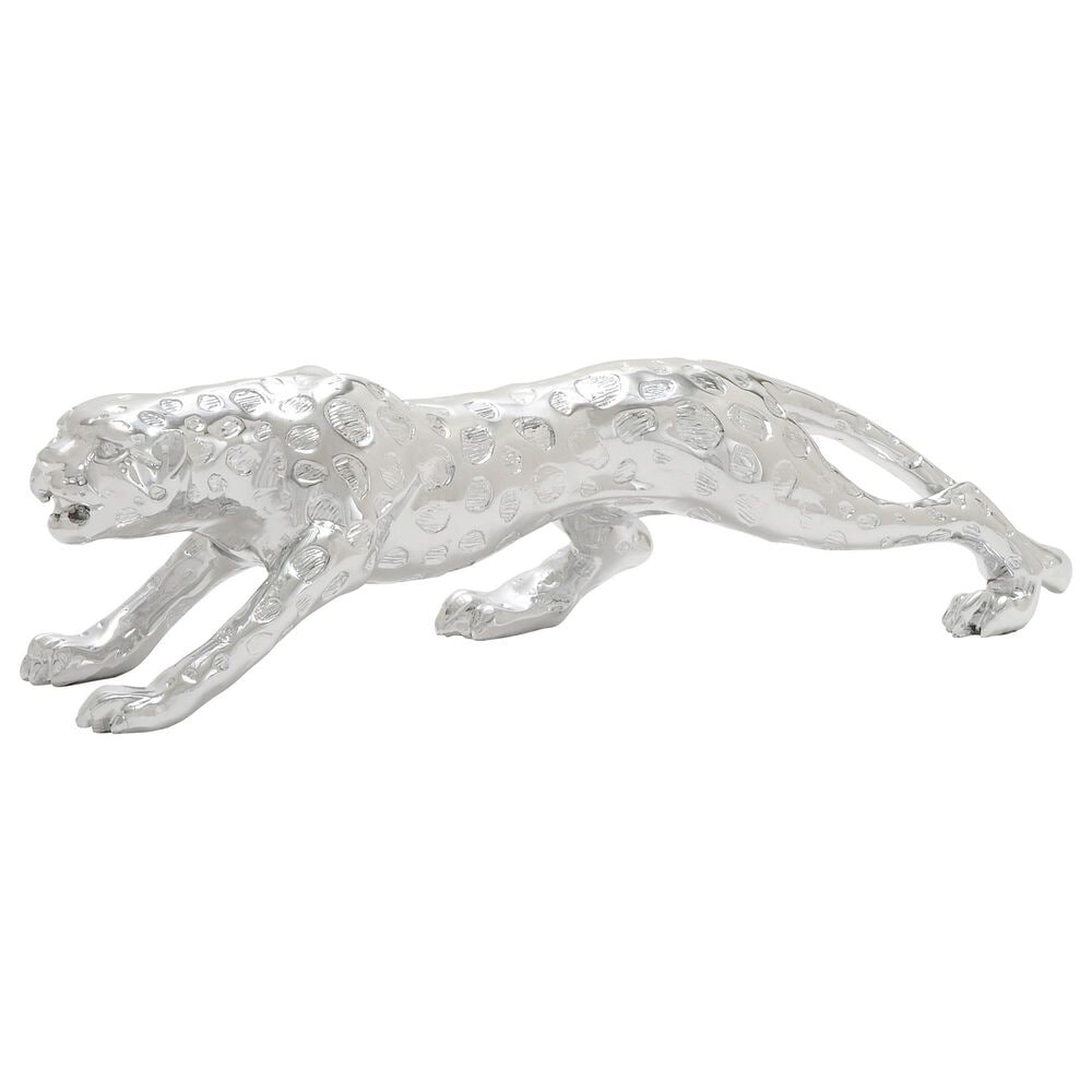 Maple and Jade 5" Large Leopard Statue in Silver, , large