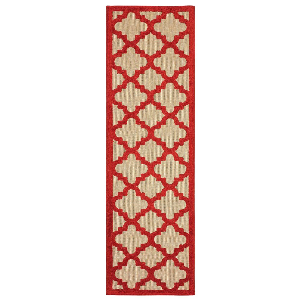 Oriental Weavers Cayman Sand and Red 2"3" x 7"6" Indoor/Outdoor Runner, , large