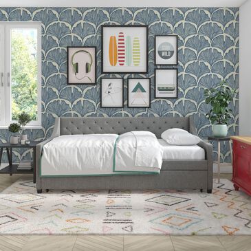 Tempaper Feather Palm 198" x 20.5" Peel and Stick Wallpaper in Waverly Blue, , large