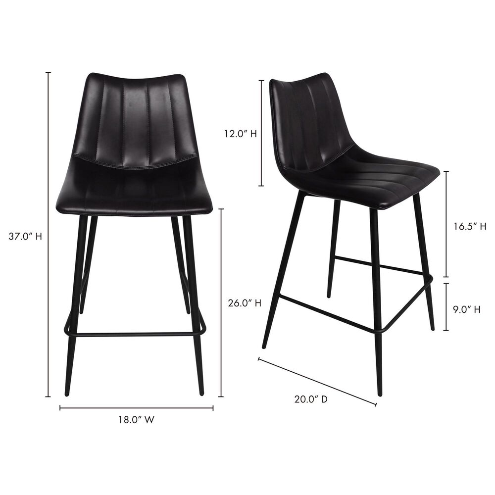Moe's Home Collection Alibi Counter Stool in Black Faux Leather, , large