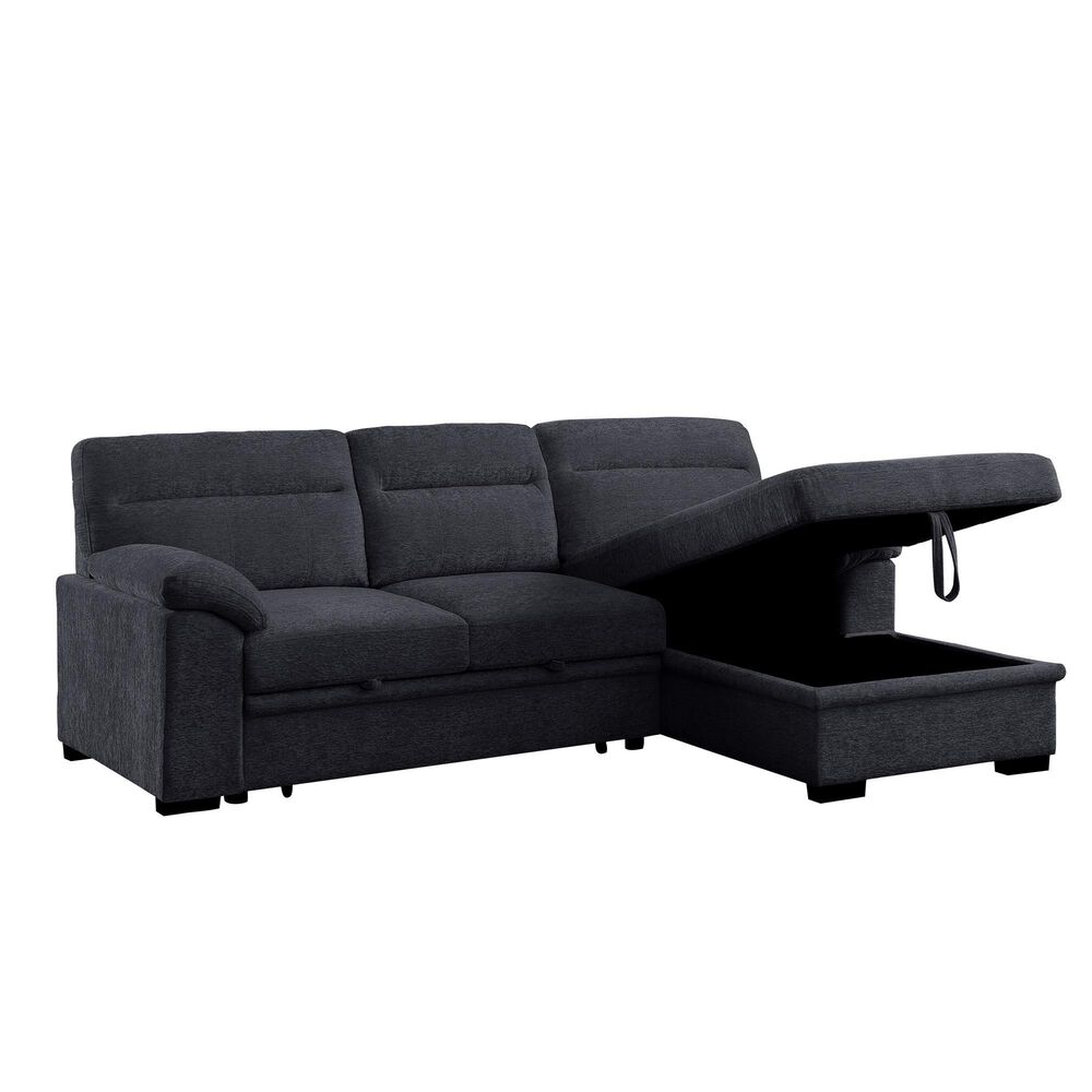 Lilola Home Kipling II 92.5&quot; Stationary Sleeper Sofa in Dark Gray, , large