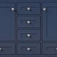 Lexora Home Dukes 48" Double Bathroom Vanity in Navy Blue with 2 cm White Carrara Marble Top and Rectangular Sinks, , large
