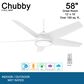 Minka-Aire Chubby 58" Smart Indoor/Outdoor Ceiling Fan in Flat White, , large