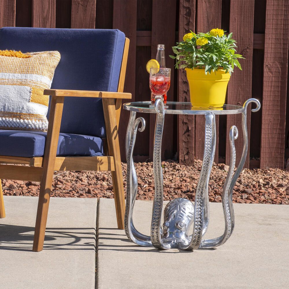 Linon Home Decor Octiana Octopus End Table in Silver, , large
