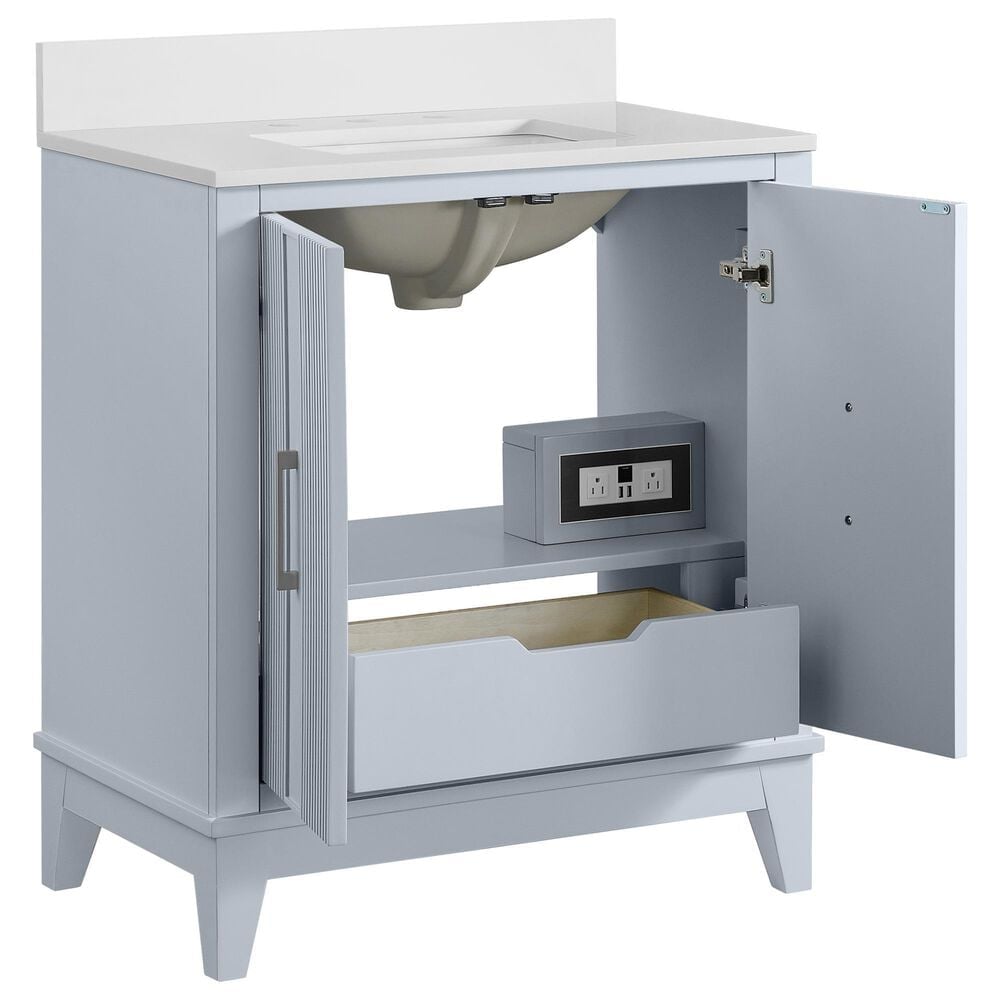 37B Fenwick 30" Single Bathroom Vanity in Soft Blue with Glossy White Composite Stone Top and Backsplash, , large