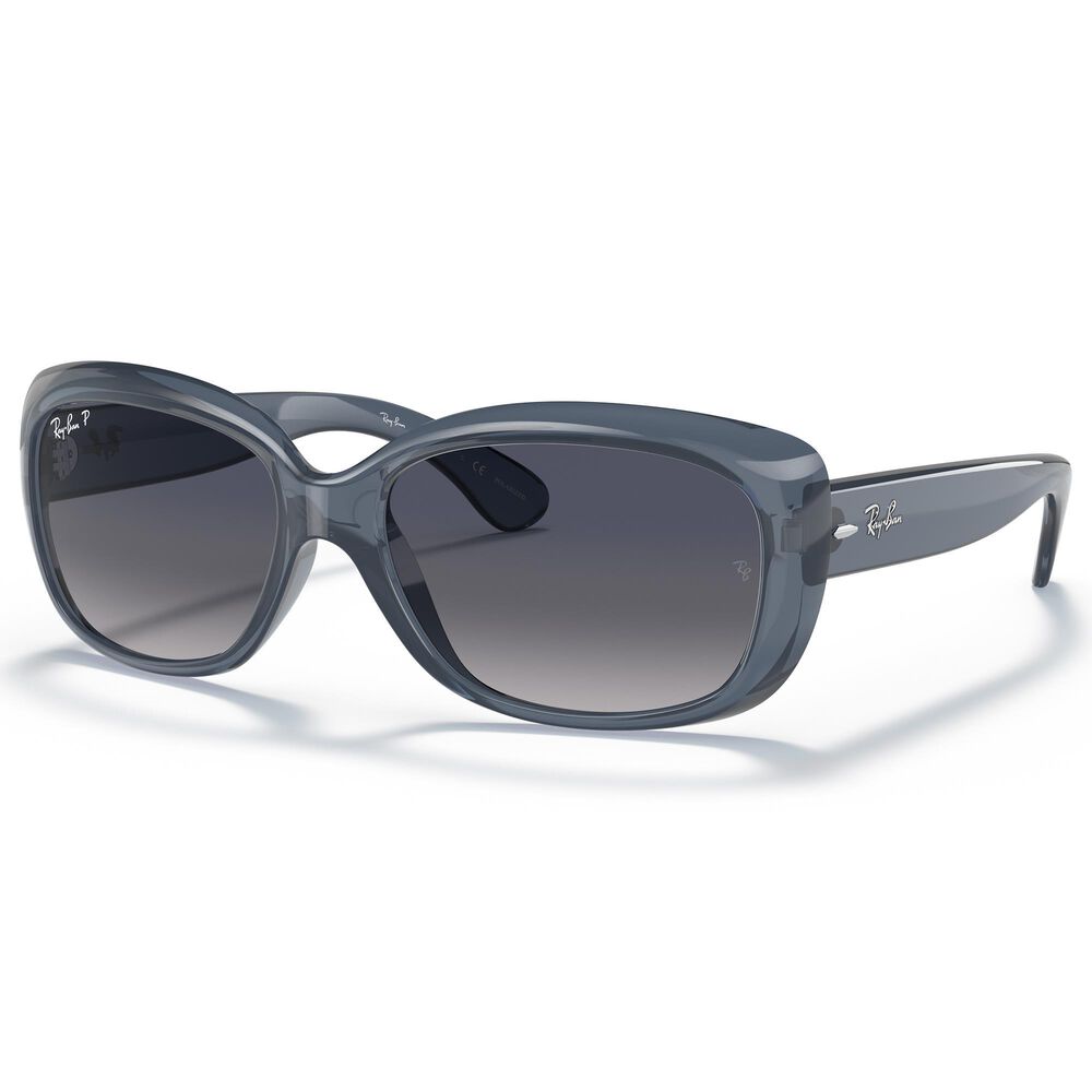 Ray-Ban Jackie Ohh Sunglasses with Blue Lenses in Polished Transparent Blue, , large