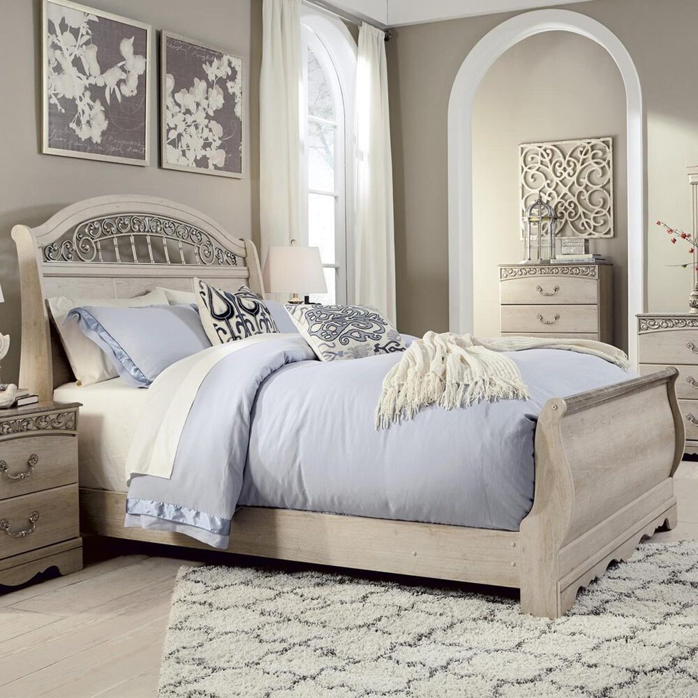 Signature Design by Ashley Catalina Queen Sleigh Bed in Antique White