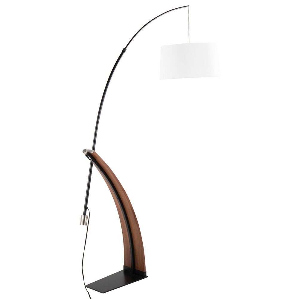 Lumisource Robyn Floor Lamp with White Shade in Walnut and Black, , large