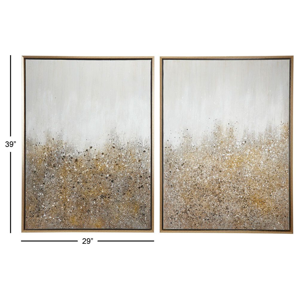 CosmoLiving by Cosmopolitan 40&quot; x 30&quot; Abstract Wall Art in White, Black, Gold and Grey &#40;Set of 2&#41;, , large