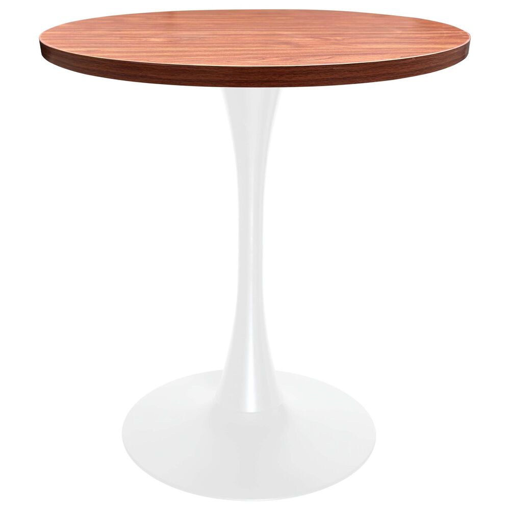 Leisuremod LeisureMod Bristol Dining table, White Base with 27 Round Cognac Brown MDF top, , large