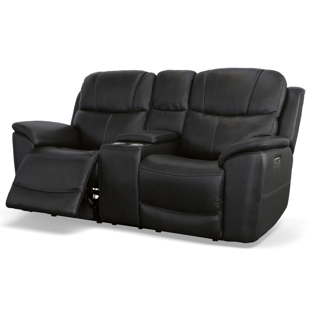 Flexsteel Crew 3-Piece Power Reclining Living Room Set in Raven Black, , large