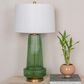 Creative Coop Bernadette Ribbed Glass Table Lamp in Green, , large