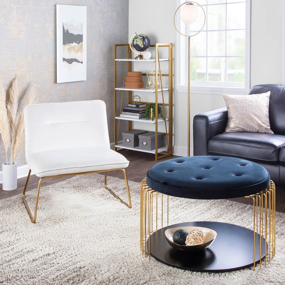 Lumisource Casper Accent Chair in Cream Velvet and Gold, , large
