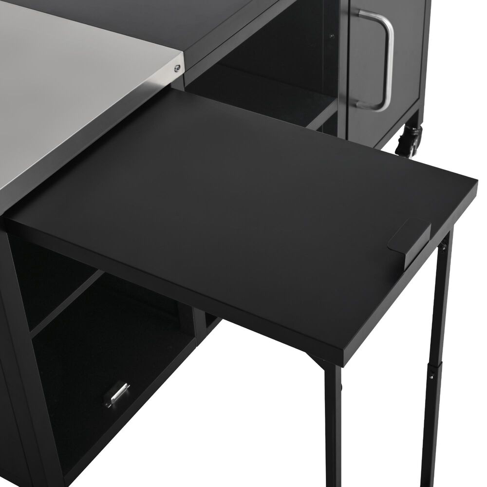 HOMLUX 72.4" Outdoor Kitchen Island with Large Fold-out Prep Table and Adjustable Shelves for Big Green Egg in Black, , large