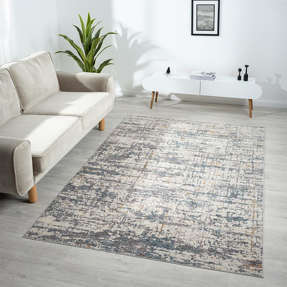 L&amp;R Resources Allure Blue and Taupe 10' x 14' Area Rug, , large