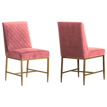Blue River Memphis Dining Chair in Pink and Antique Brass (Set of 2), , large
