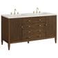 James Martin Vanities Myrrin 60" Double Vanity in Mid Century Walnut with 3 cm Ethereal Noctis Quartz Top, , large