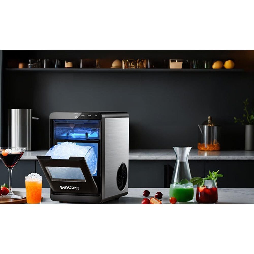 Euhomy 44 Lbs Portable Nugget Ice Maker with Ice Scoop and Basket in Black, , large