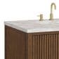 James Martin Vanities Myrrin 36" Vanity in Mid-Century Walnut with 3 cm Victorian Silver Quartz Top, , large