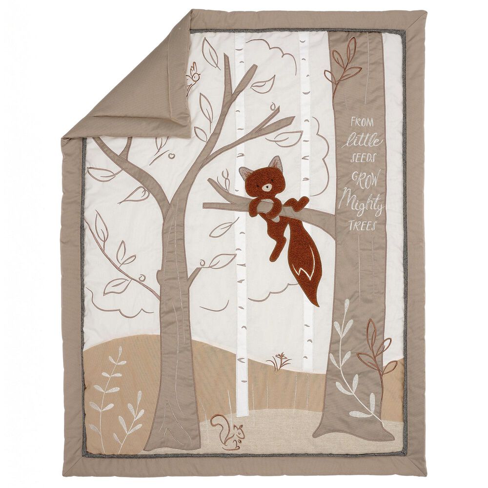 Lambs and Ivy Treetop Fox 3-Piece Crib Bedding Set in Rust, Black and White, , large