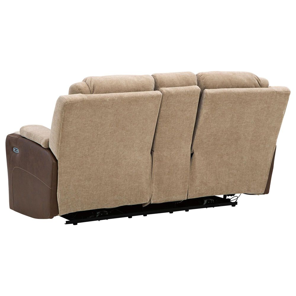 Ashley Mixed Motion Power Reclining Loveseat with Console in Brownstone, , large