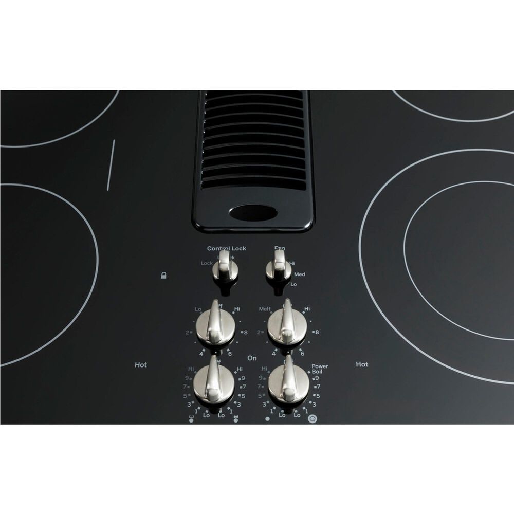 GE Profile 30" Downdraft Electric Cooktop in Black and Stainless Steel, , large