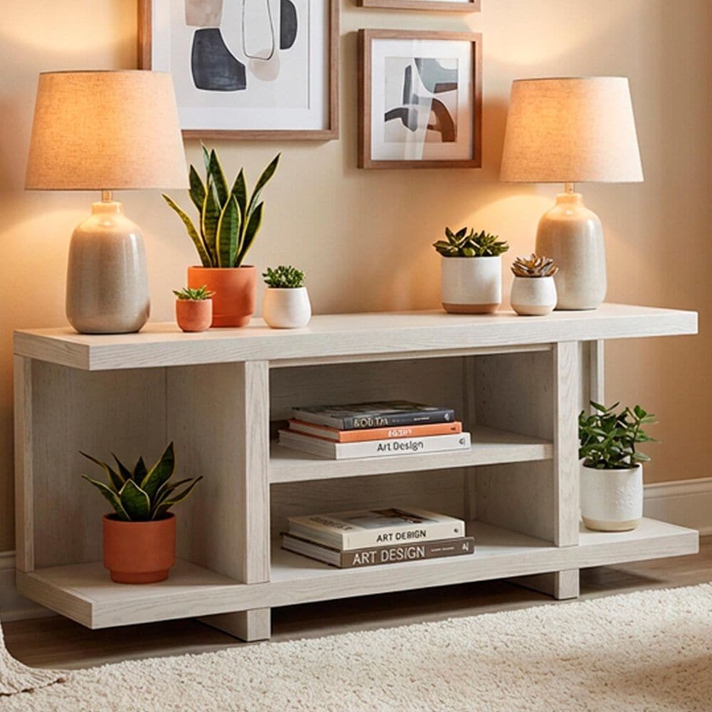 Riva Ridge Latitude 55" Open Console in Brushed White, , large