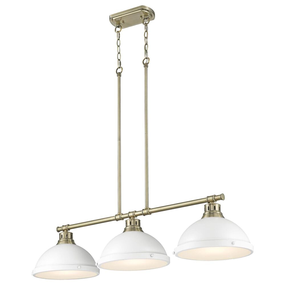 Golden Lighting Duncan 3-Light Pendant with Matte White Shade in Aged Brass, , large