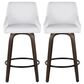 LumiSource Hannah Swivel Counter Stool with White Faux Leather Upholstery in Walnut and Black (Set of 2), , large