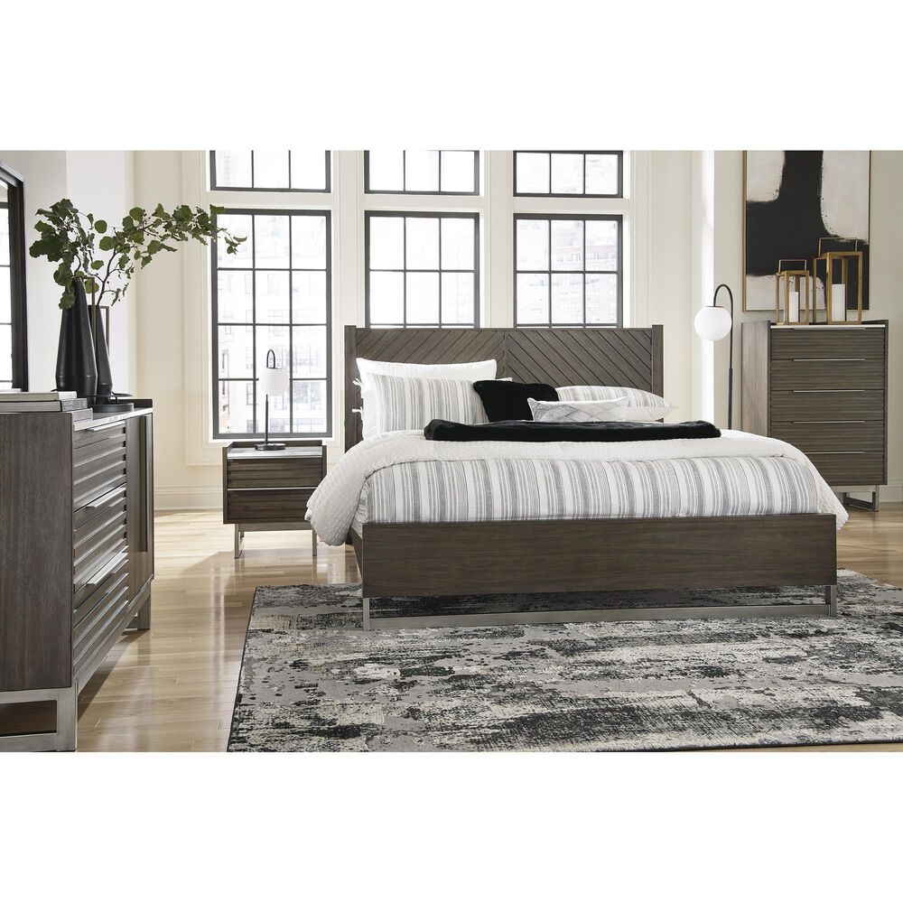 Ashley Arkenton King Panel Bed In Grayish Brown, , large