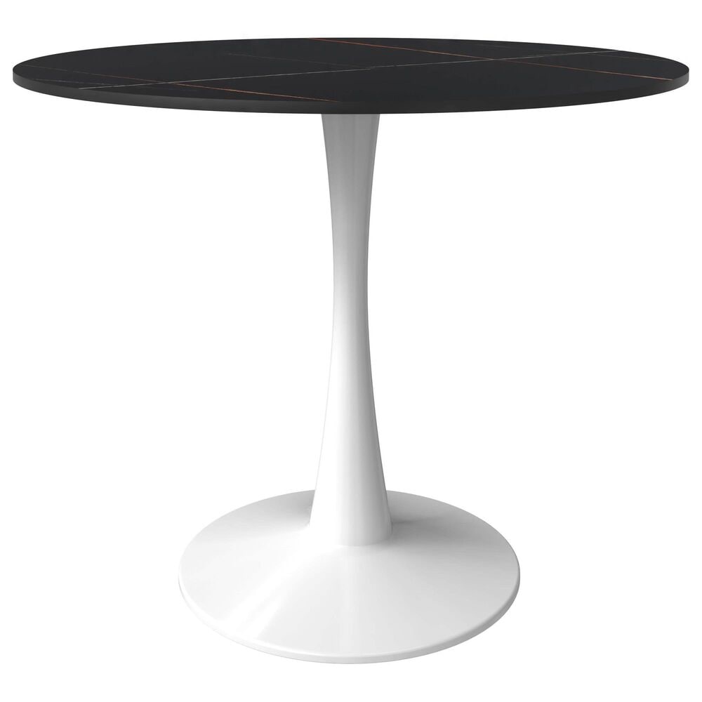 Leisuremod Leisuremod Bristol 31 round dining table White base with Black Sintered stone Top, , large
