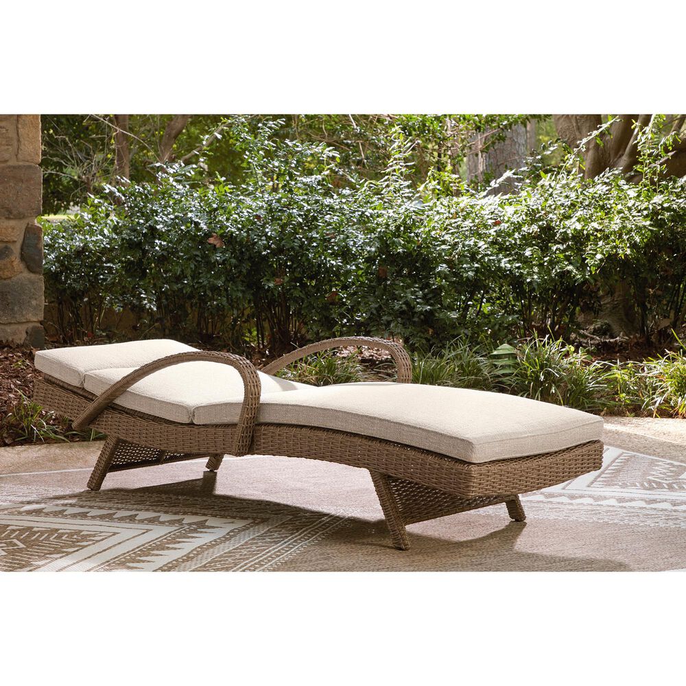 Ashley Laguna Heights Patio Chaise Lounge with Cushion in Beige, , large