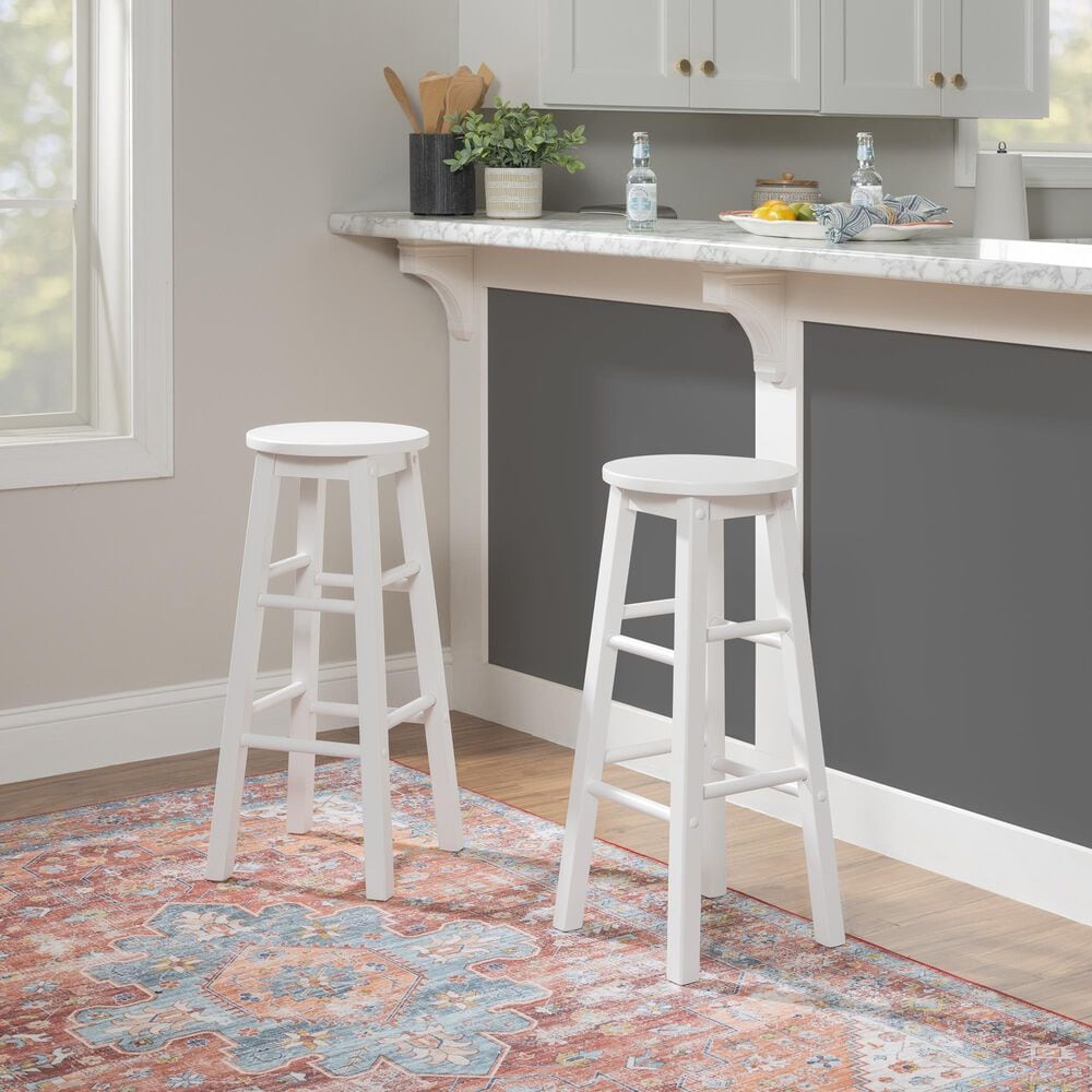 Linon Home Decor Abby 29" Bar Stool in White, , large