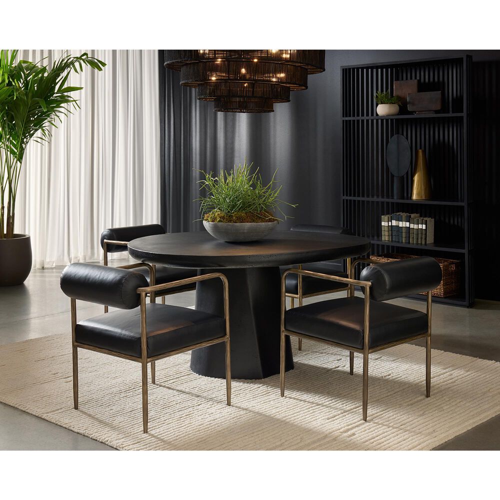 Club Collection By Sunpan Ajani Arm Chair with Charcoal Black Cushion in Antique Brass, , large